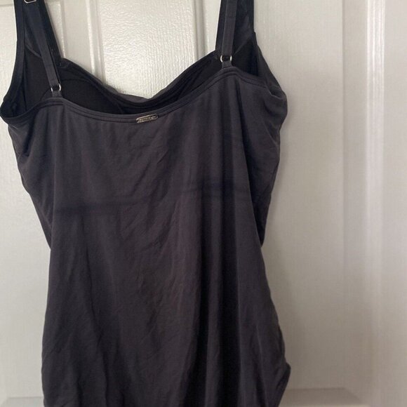 Calvin Klein Women's Ruched Panel One Piece Swimsuit Silver Brown Swimwear Sz 12 - Picture 15 of 16